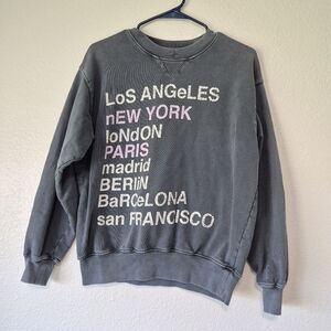 Anine Bing Gray Oversized Long Sleeve Sweatshirt